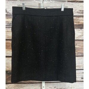 Talbots Womens Pencil Skirt Size 10 Black Spotted Wool Blend Lined Career
